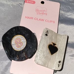 Ace Of Spades And 8 Ball Black and White Hair Claw Clips Ls M